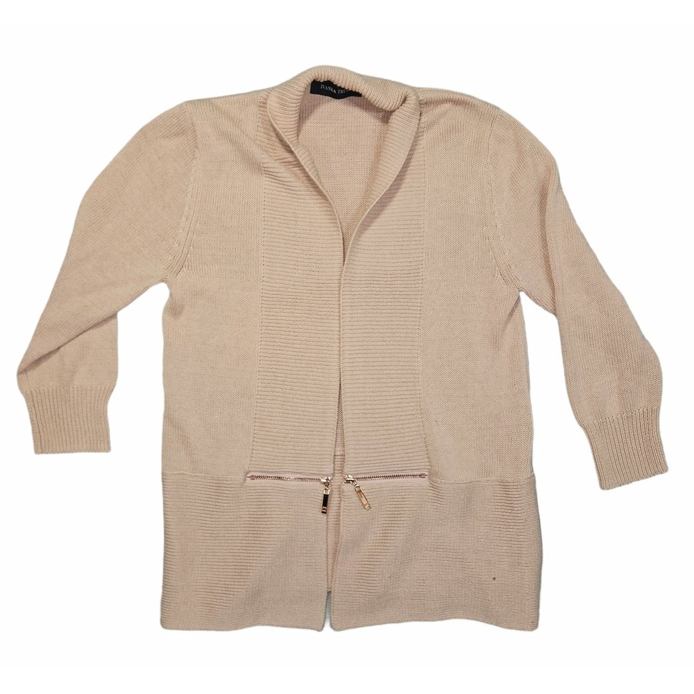 Ivanka Trump Womens S Blush Pink Cotton Blend Shawl Collar Open Front Cardigan S
